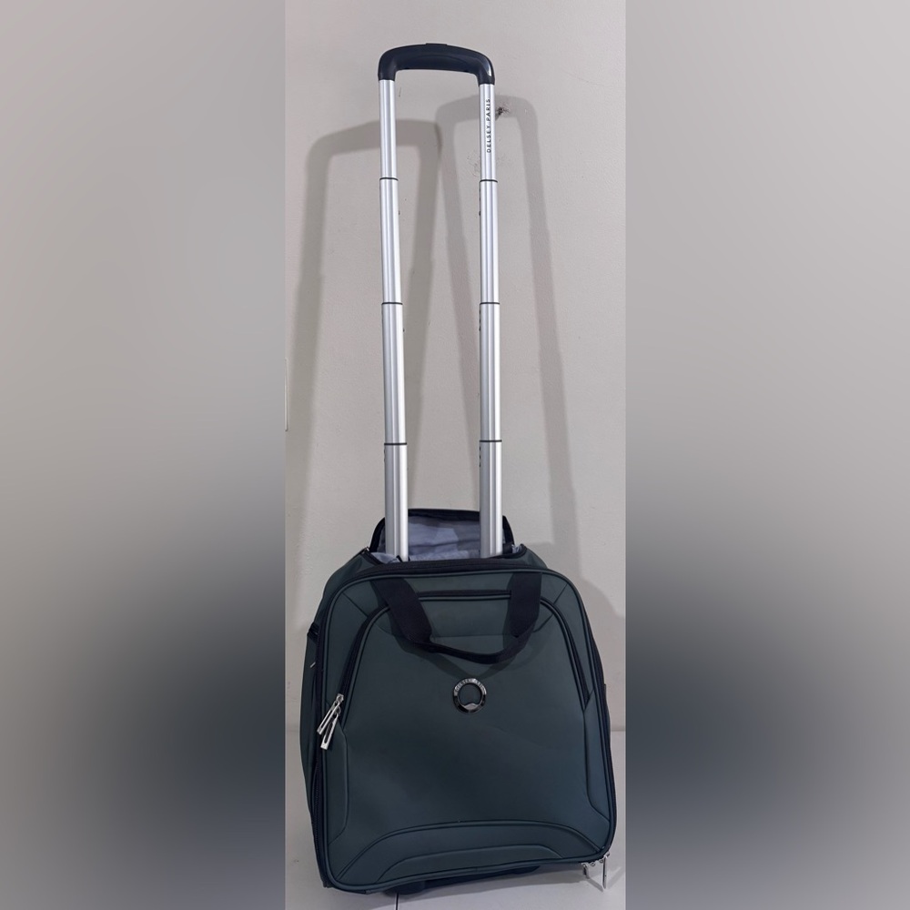 Delsey paris Rolling Carry-On Briefcase in Dark Green with Telescopic Handle
